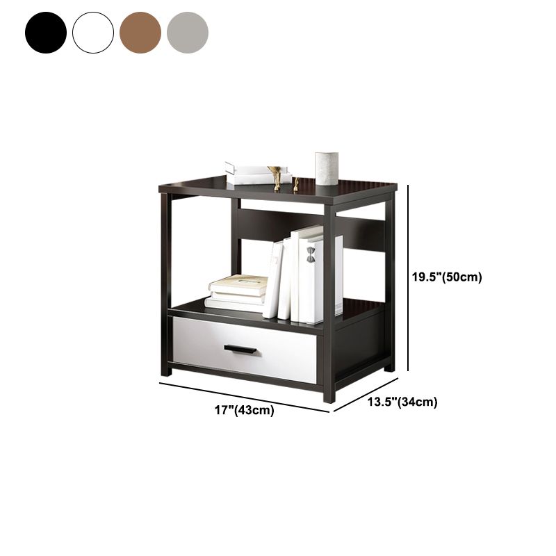 19.6" Tall Wooden Nightstand Modern Night Stand with Drawers and Shelf