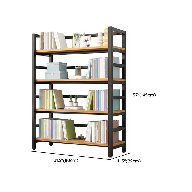 Adjustable Shelves Children's Bookshelf Steel and Wood Bookshelf in Black