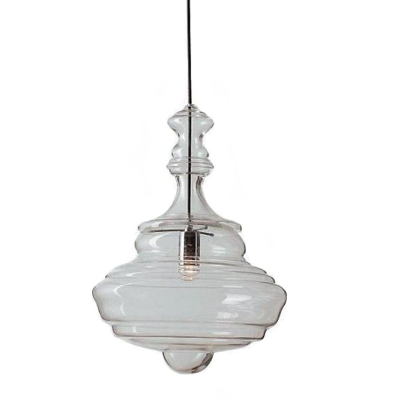 1 Light Spool Ceiling Light Modern Simple Ribbed Glass Hanging Pendant Lights for Restaurant