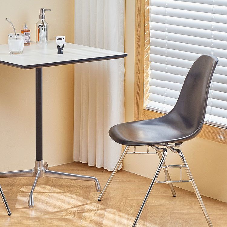 Industrial Style Armless Side Chairs Solid Back Plastic Dining Chair for Home