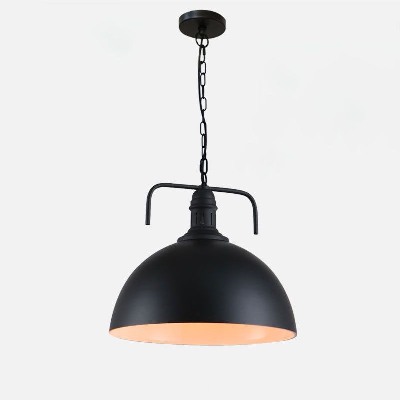 Black/Dark Brown Industrial Hanging Lamps with Dome Shade for Kitchen Restaurant