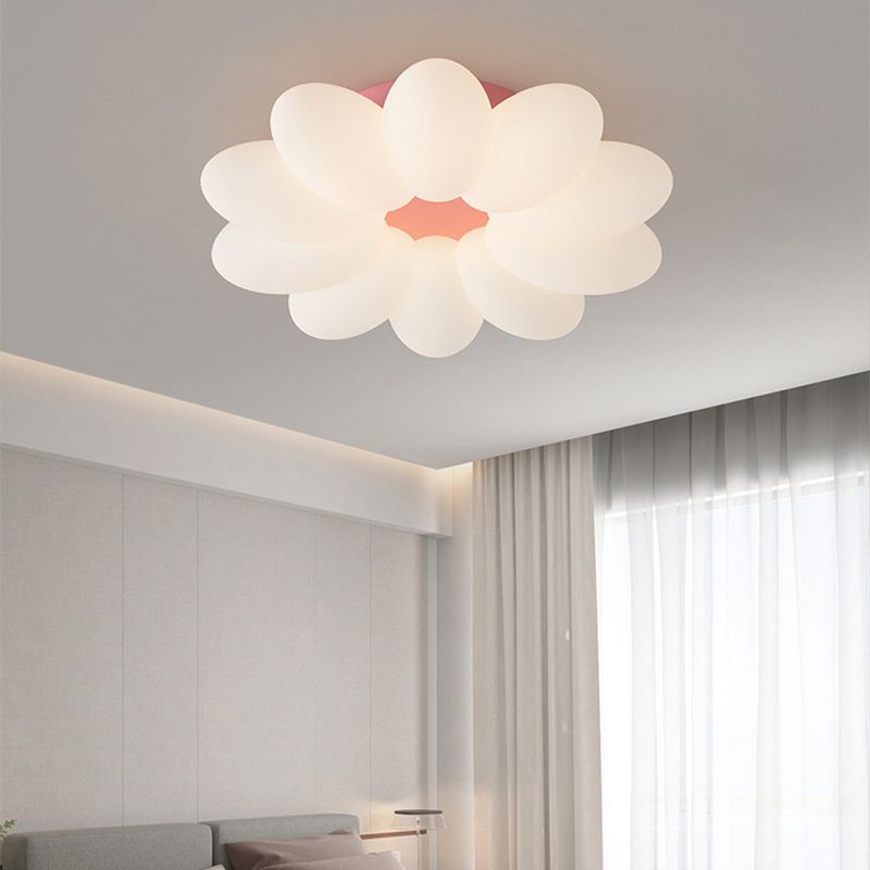 Modern LED Metal Flush Mount Flower Shape Ceiling Light with Acrylic Shade for Bedroom