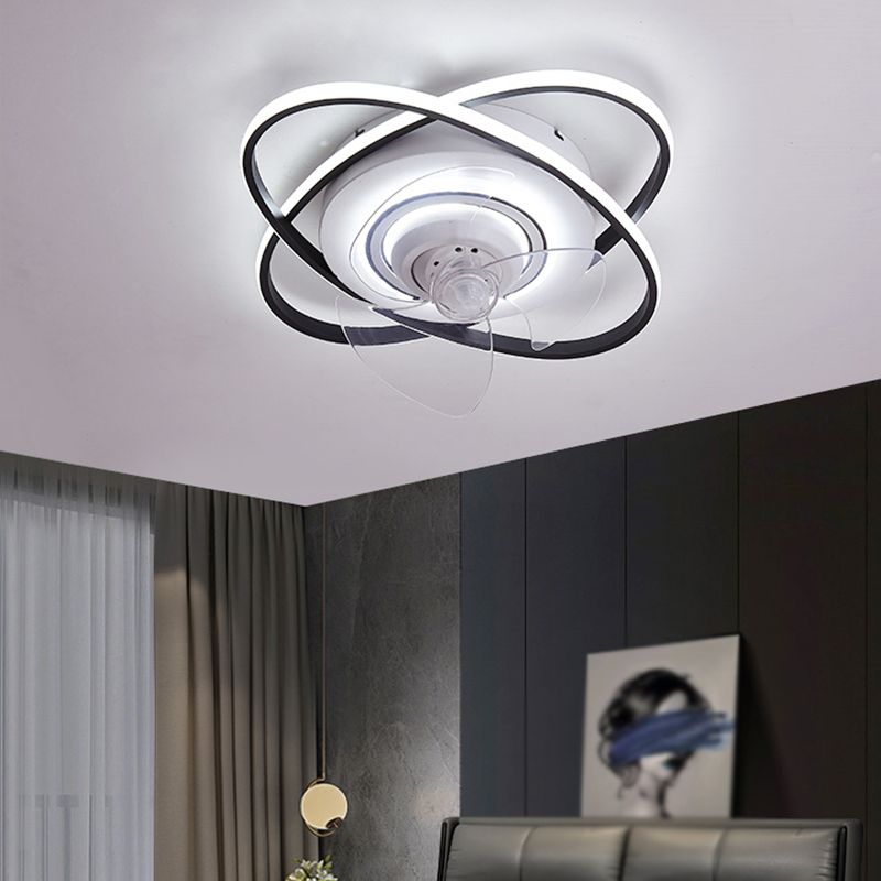 Oval LED Ceiling Fan Light Simple Ceiling Mount Lamp with Acrylic Shade for Bedroom