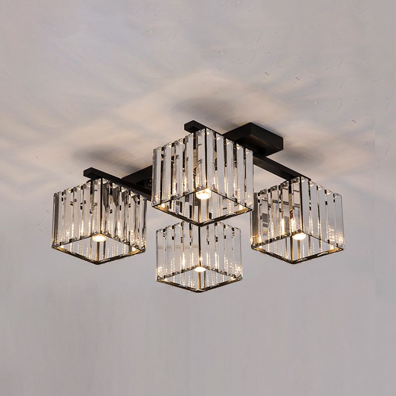 Simple Geometric Ceiling Lamp Nordic Crystal Flush Mount Light Fixture for Bedroom