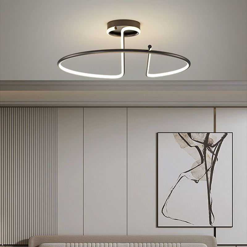 Semi Geometric Flush Mount Lighting Modern Metal Semi Flush Lamp