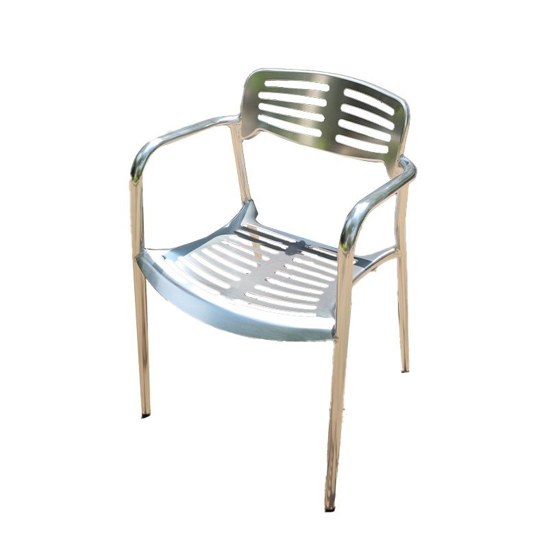 Modern Armchair Metal Stacking Outdoors Dining Chairs with Arm