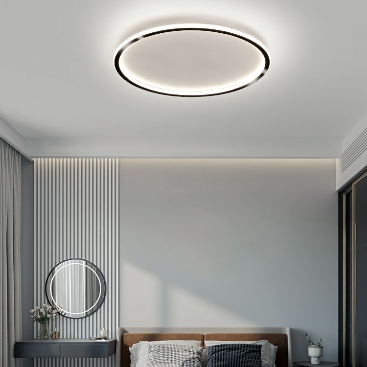 Modern Metal Flush Mount Circular Shape Ceiling Light with Acrylic Shade for Bedroom