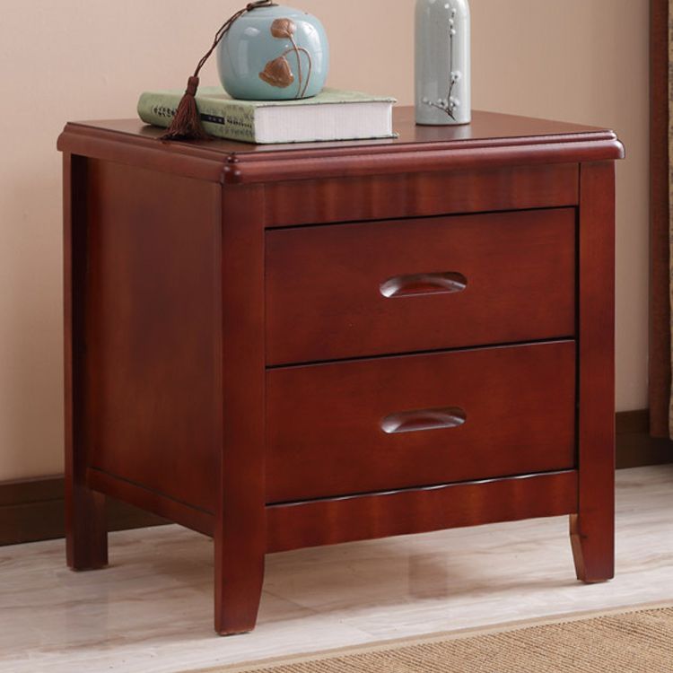 Contemporary Nightstand Solid Wood Bedside Cabinet with Drawers