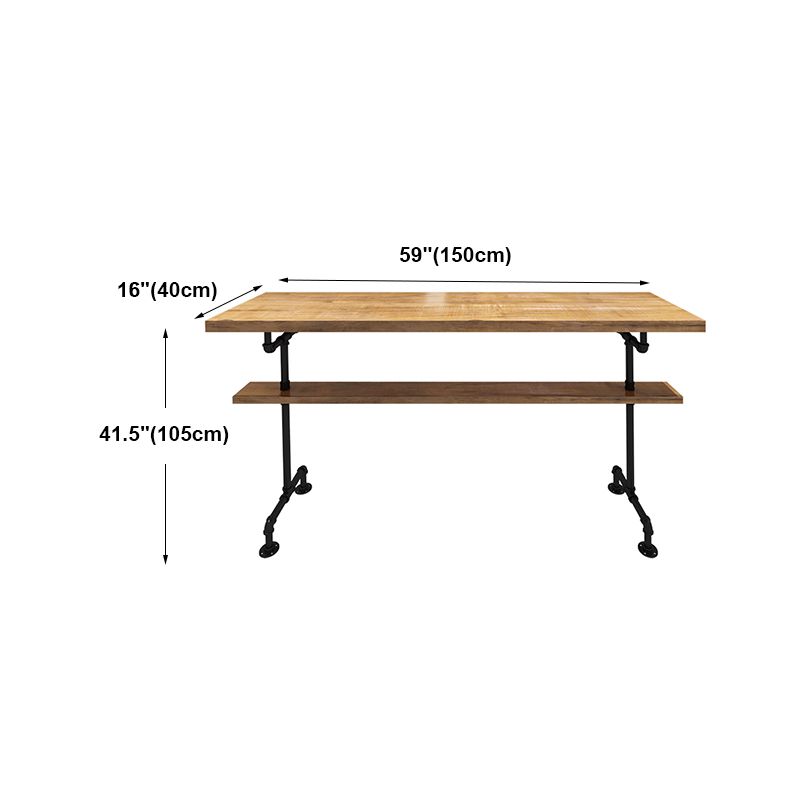 Brown Modern Style Bar Table Pine Wood and Metal Coffee Shop Bar Table