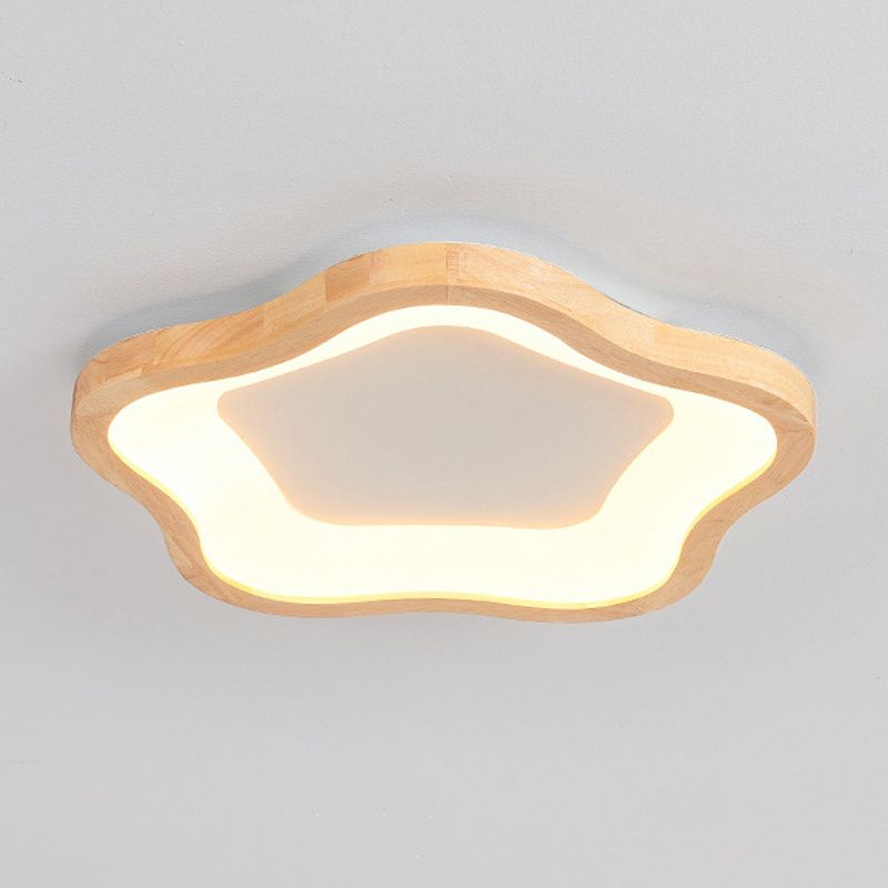 Wood LED Ceiling Light Modernism Flush Mount Lighting for Foyer