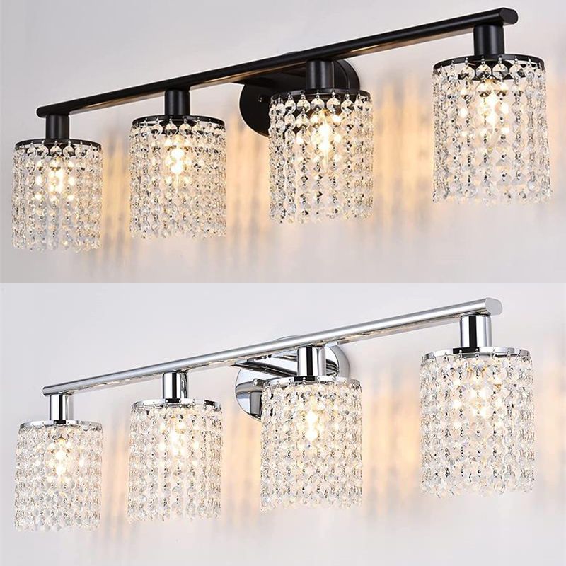 2 / 3 / 4 - Light Crystal Bath Sconce in Clear Traditional Bathroom Vanity Lighting