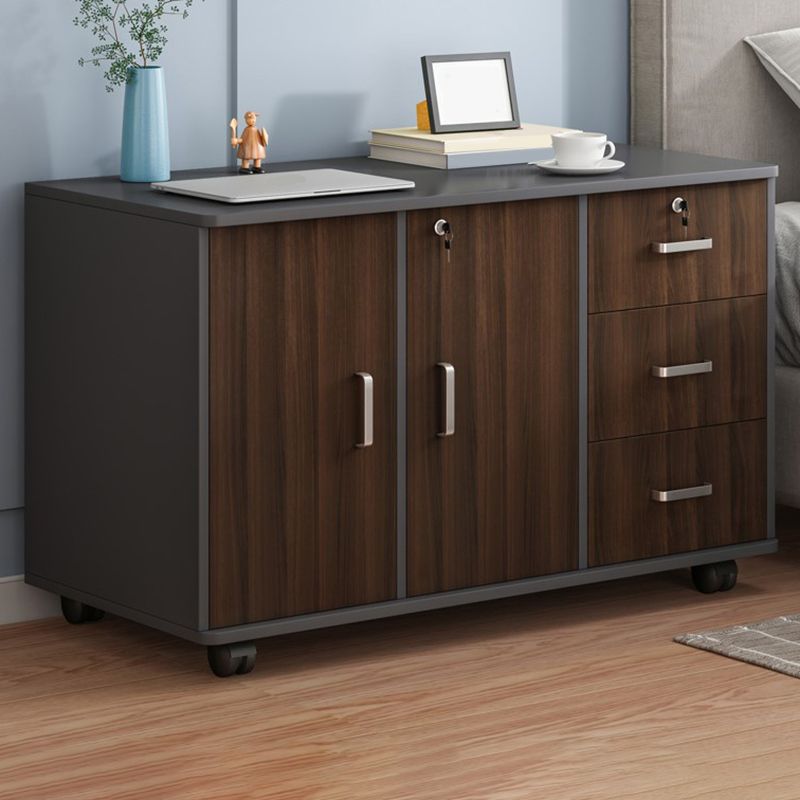 Modern Imitation Wood Bed Cabinet Drawer Lock Included Nightstand with Wheel