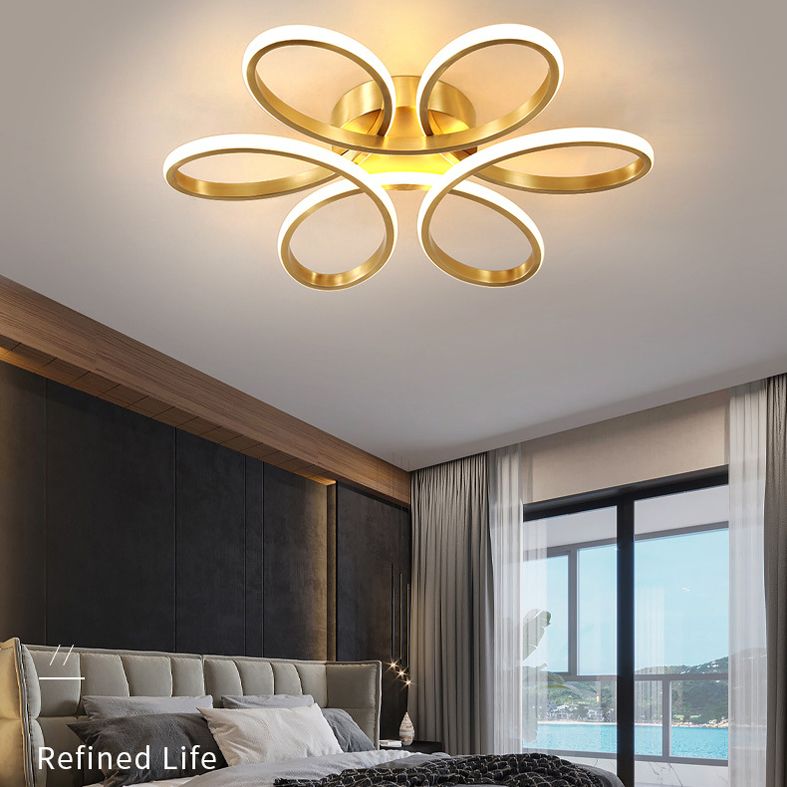 Flower Semi Flush Mount Light Acrylic Modern Simplicity Flush Ceiling Light Fixtures for Bedroom