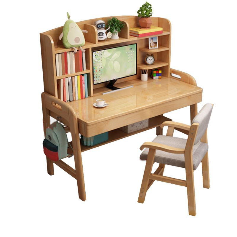 23.6" Width Child Desk Writing Desk with Drawer Solid Wood Kids Desk