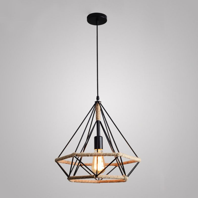 1-licht geometrische kooi hanglamp industrieel vintage stijl metalen hanglamp voor eetkamer