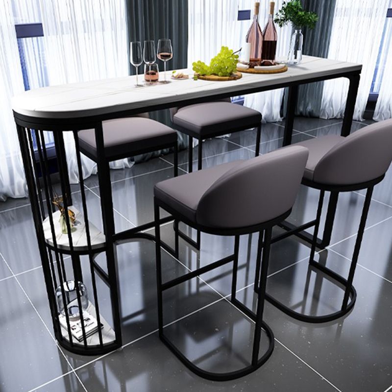 Stone Bar Dining Table ModernOval Bar Table with Sled for Dining Room