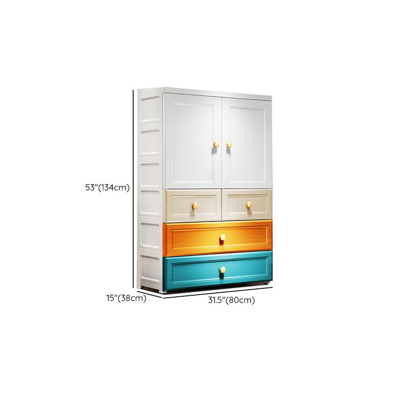 Modern Style Wardrobe Armoire Plastic Wardrobe Closet with Drawers