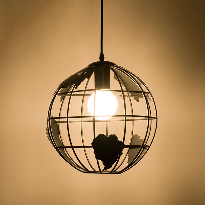 1 Light Globe Hanging Lights Lights Retro Industrial Metal Techo Colgante para barra