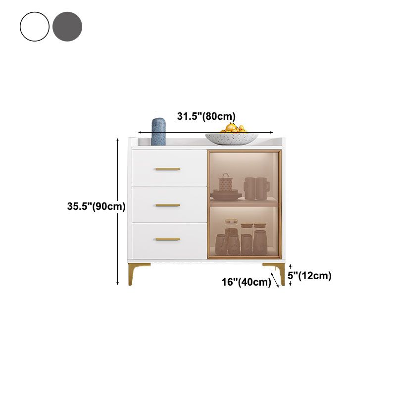 Glam Engineered Wood Sideboard Adjustable Shelving Credenza with Drawer for Living Room