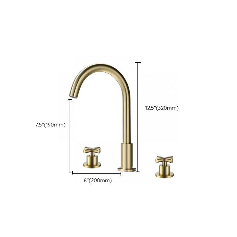 Modern Double Handle Sink Faucet with Water Inlet Pipe Bathroom Brass Sink Faucet