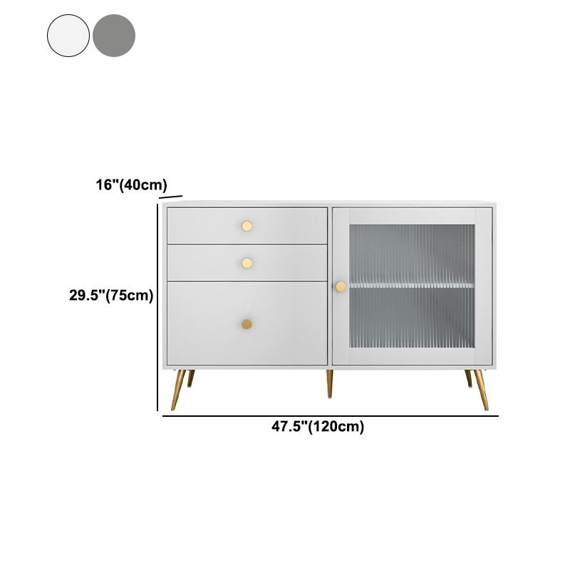 3-Drawer Engineered Wood Sideboard Modern Adjustable Shelving Credenza with Goblet Holder