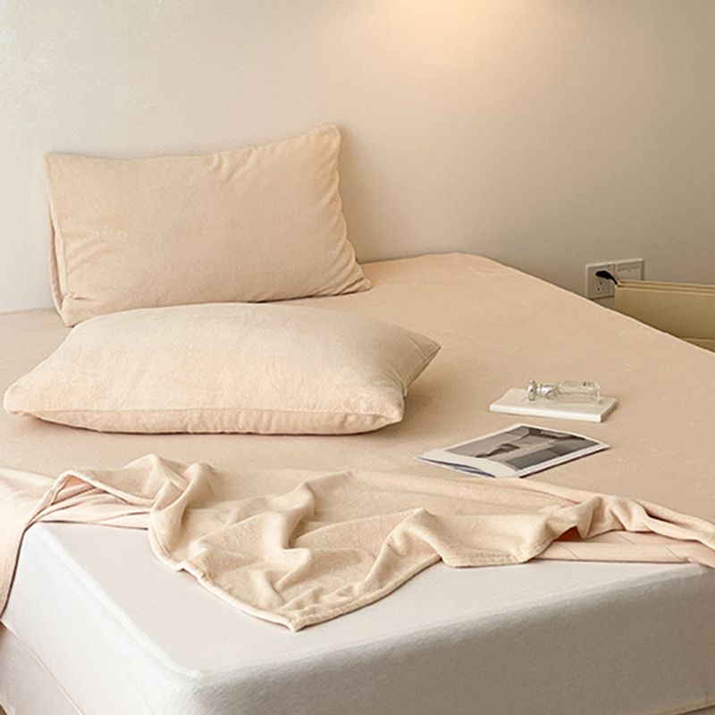 Solid Color Bed Sheet Non-Pilling Wrinkle Resistant Polyester Bed Sheet