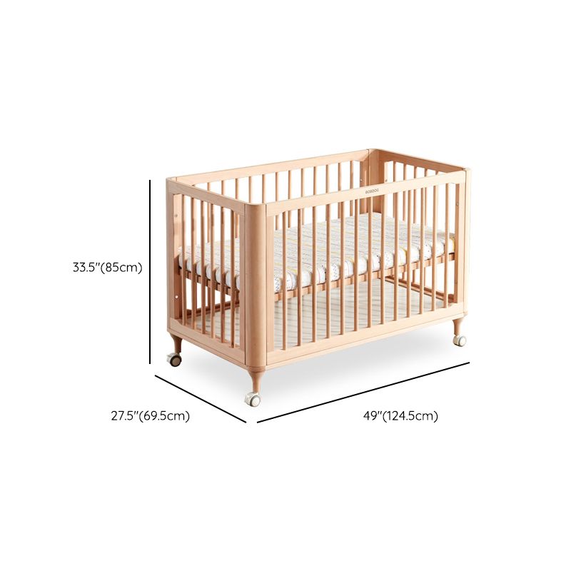 Modern Solid Wood Crib Movable 5-In-1 Convertible Crib with Storage