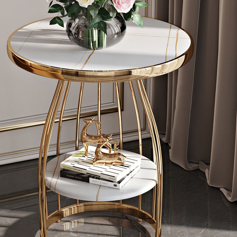 23.6" Tall Round End Table 2-Tier Metal Accent Side Table for Living Room