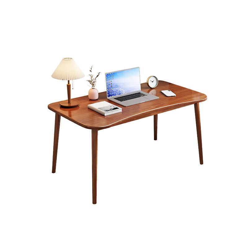 Modern Solid Wood Office Desk Irregular Shape Task Desk with 4-Legs for Home