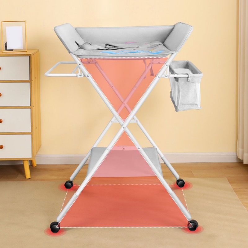 Modern Gray Baby Changing Table Flat Top Changing Table with Shelf