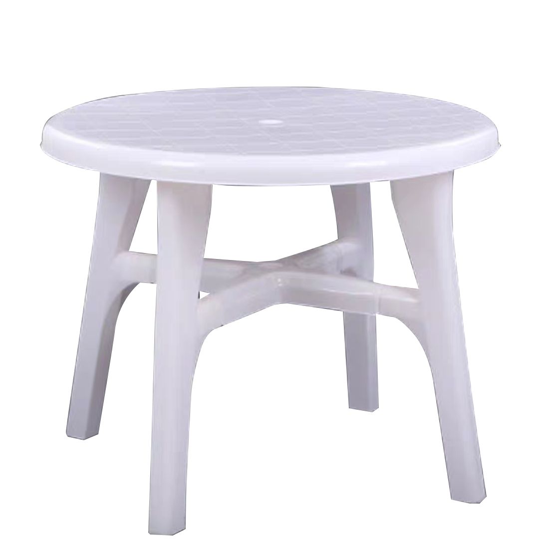 Modern UV Resistant Dining Table Outdoor Plastic Patio Table with Umbrella Hole