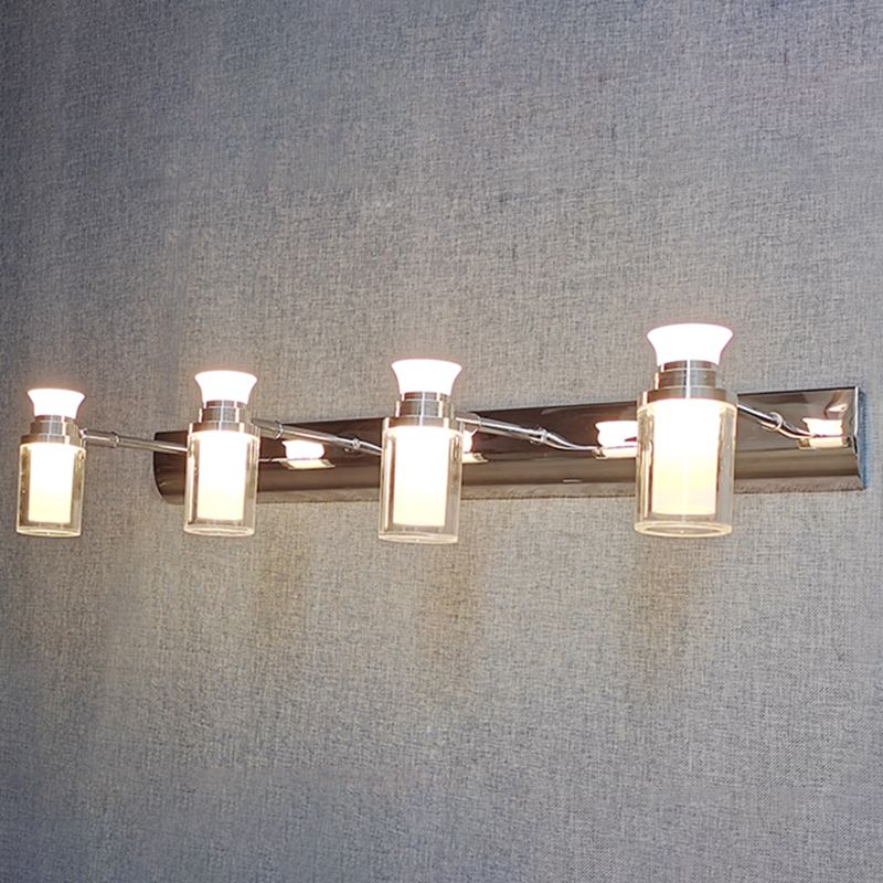 Metal Mirror Wall Lights Modern Simple Stlye Multi Heads Wall Mount Fixture in Silver