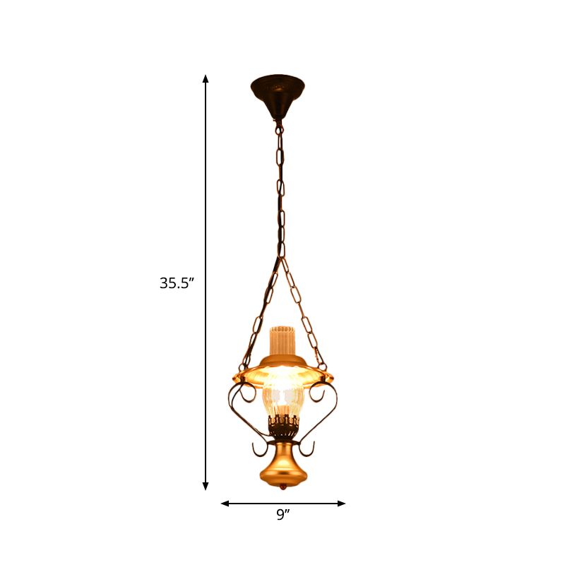 1/3 Lights Cluster Pendant Light with Lantern Industrial Metal and Clear Glass Ceiling Light Fixture for Restaurant