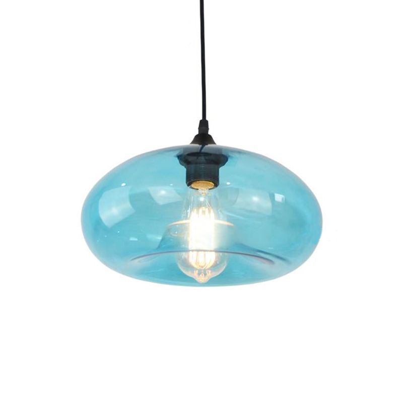 Doughnut Blue Glass Pendant Lighting Modernism 1 Head Living Room Hanging Lamp