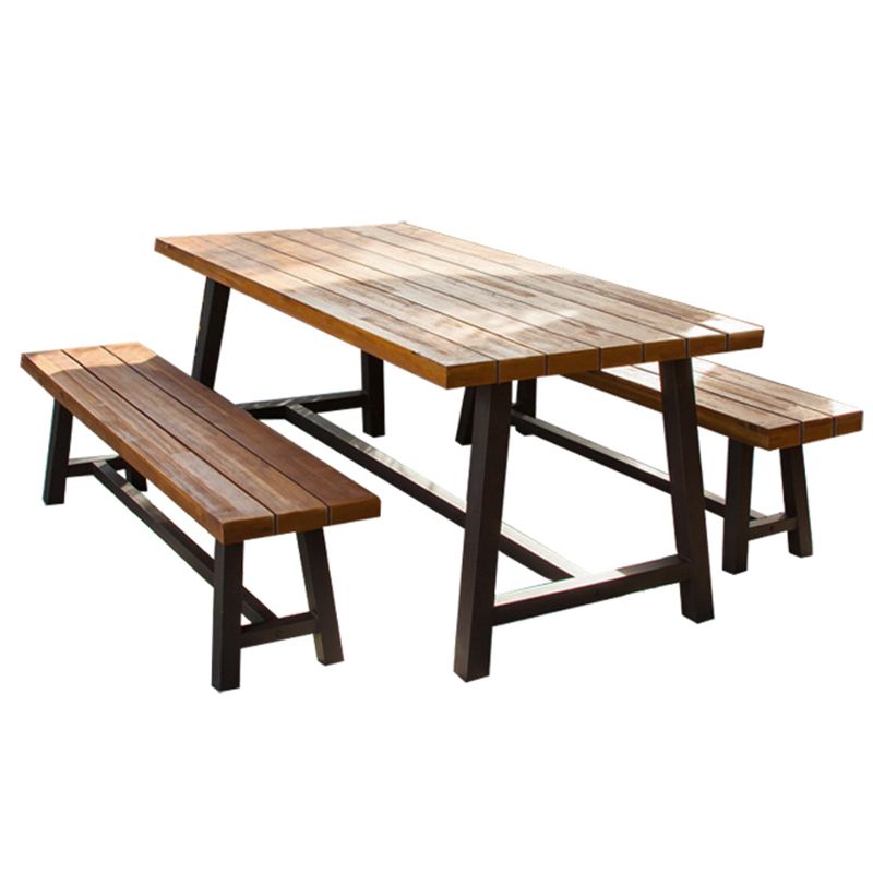 Rustic Style Picnic Table Set 1/3 Pcs Solid Wood Rectangular Picnic Table