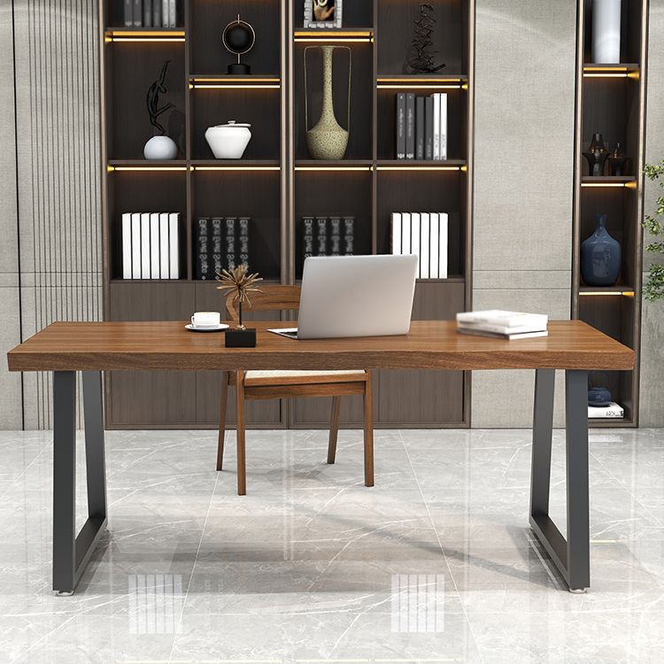 Contemporary Style Office Desk Solid Wood Brown Meeting Writing Desk