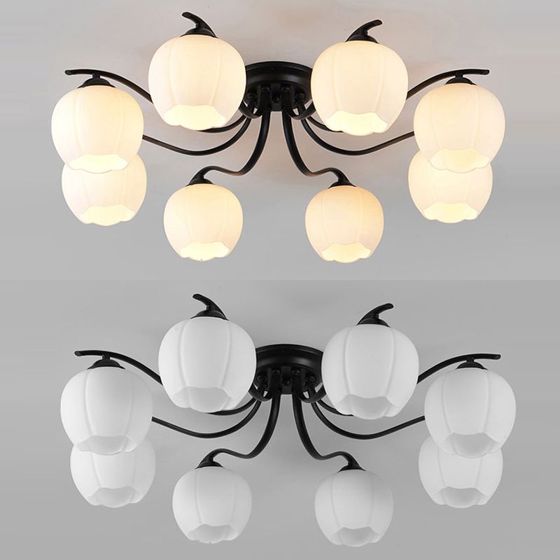 Simple Flush Mount Light Fixture Modern Ceiling Lamp with Glass Shade for Living Room