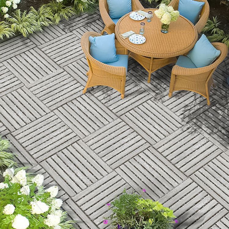 Outdoor Deck Tiles Wooden Stripe Composite Snapping Deck Tiles