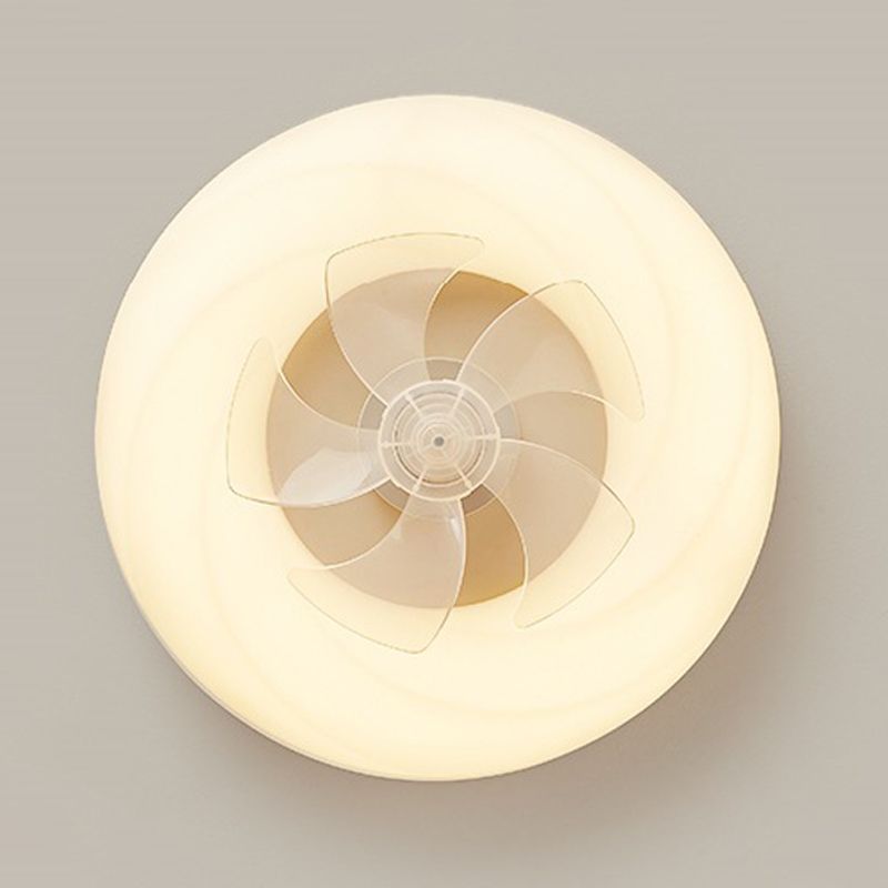 Contemporary Single White Ceiling Fan Lamp Unique Round Ceiling Fan Light