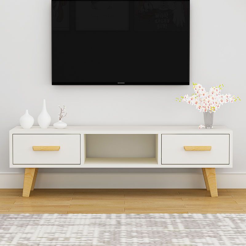 Scandinavian TV Media Stand with Drawers Wood TV Stand Console