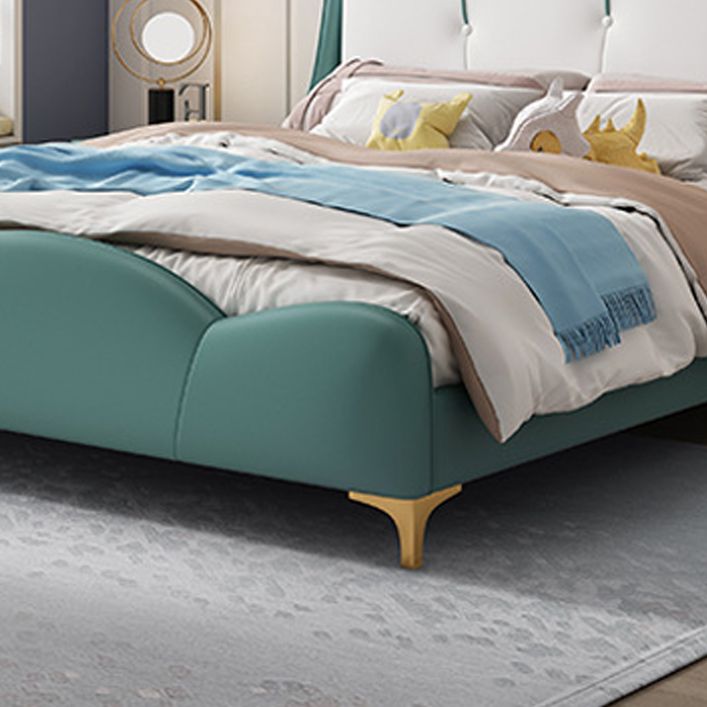 Scandinavian Upholstered Bed with Footboard Princess Panel Headboard Bed