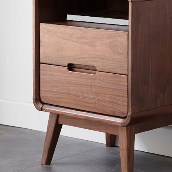 Solid Wood Storage Kids Bedside Table Brown Flat Top with Drawers