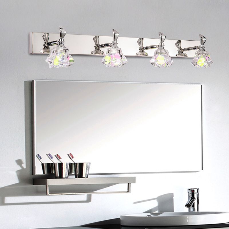 Modern Geometric Vanity Lighting Fixtures Crystal Multi Lights Vanity Wall Sconce