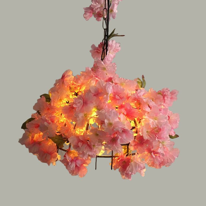 Zwart 1 bol hanger lamp antiek metaal gekooide bloem ophanging licht voor restaurant