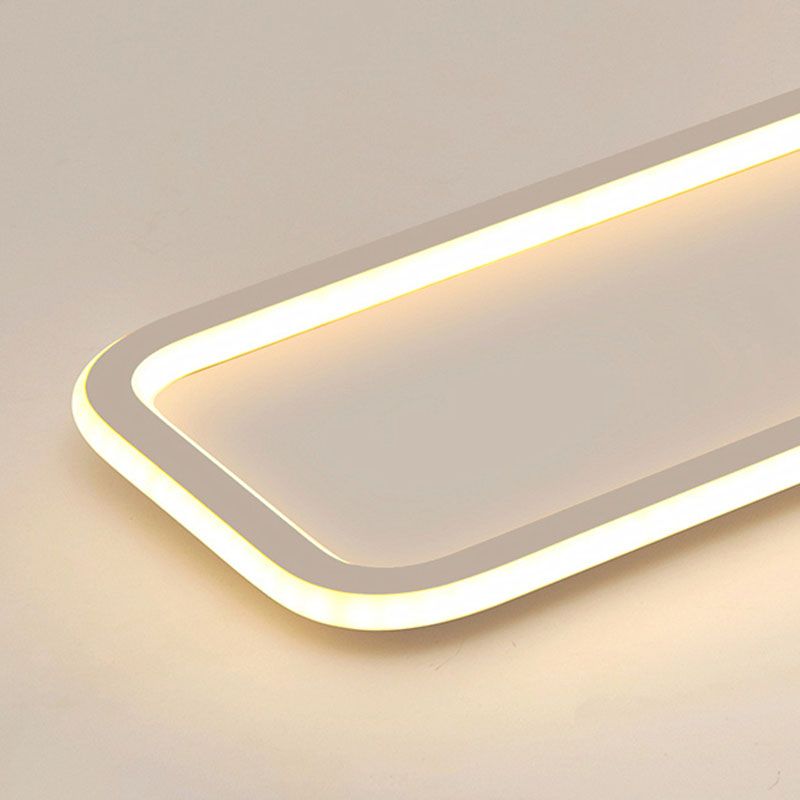 White Metal Ceiling Light Linear Shape Flush Mount with Silicone Shade for Living Room