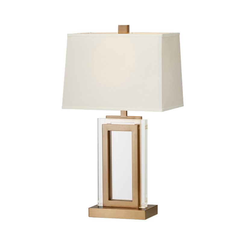 1 Head Trapezoid Shade Table Light Modern Fabric Small Desk Lamp in Gold for Bedside