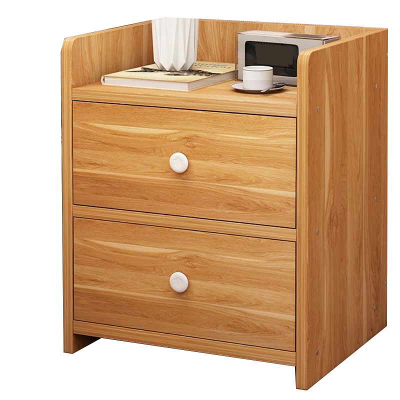 Modern Imitation Wood Nightstand Drawer Storage Open Storage Night Table