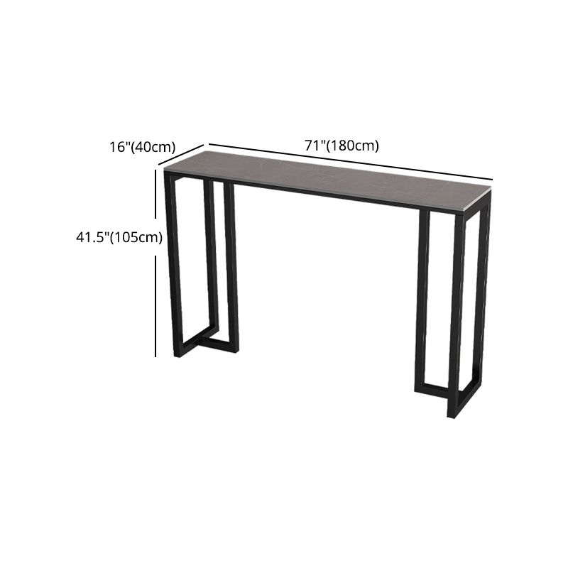 Stone Bar Dining Table Modern Rectangle Bar Table with Double Pedestal Base for Kitchen