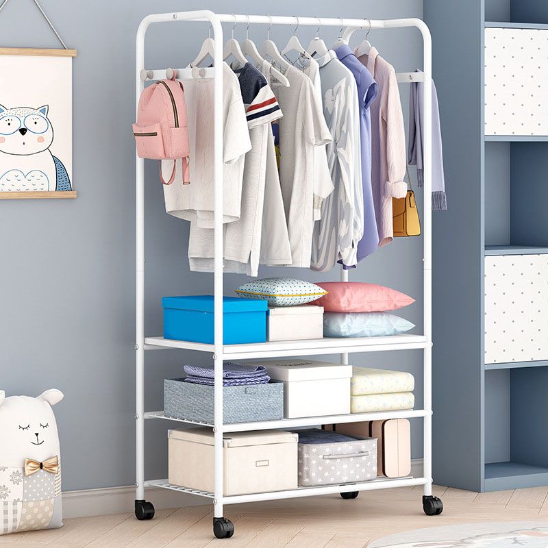 Modern Clothes Hanger Free Standing Solid Color Coat Rack with Storage Shelving