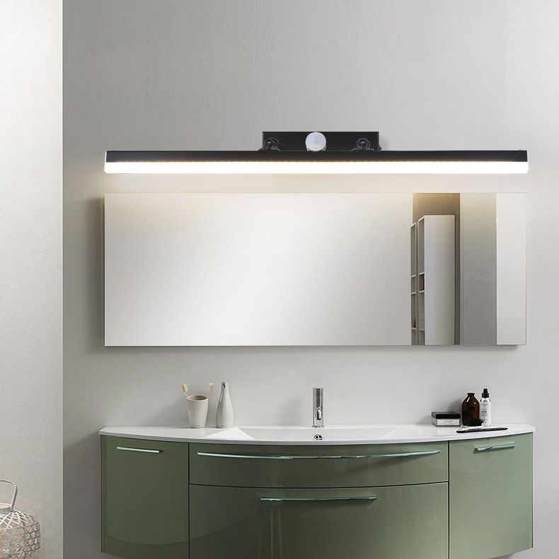 Modern Minimalist Style Linear Wall Mounted Vanity Lights Metal 1 Light Vanity Lighting Ideas with Intelligent Sensor